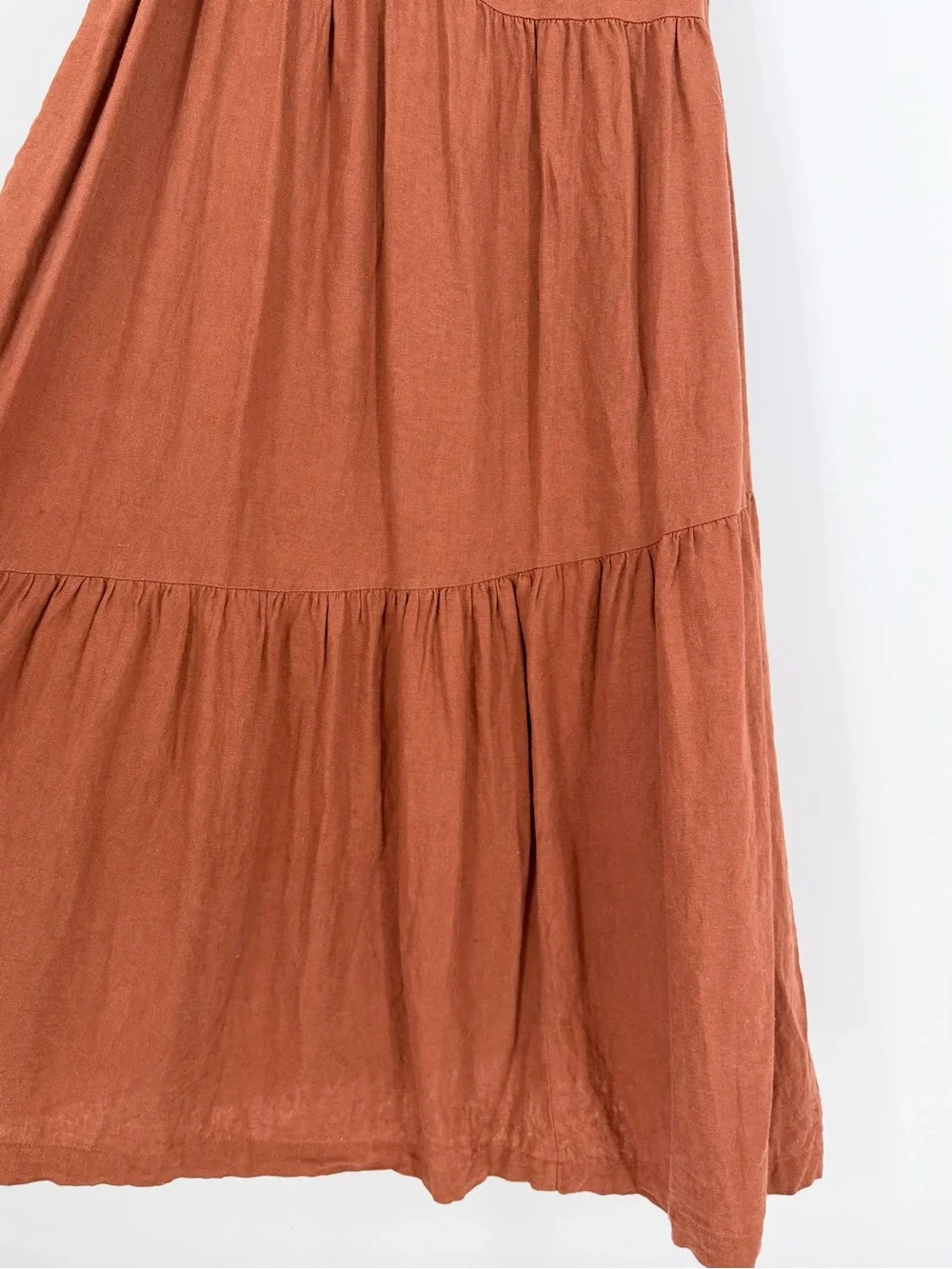 abercrombie and fitch Rust Asymmetrical Tiered Maxi Dress